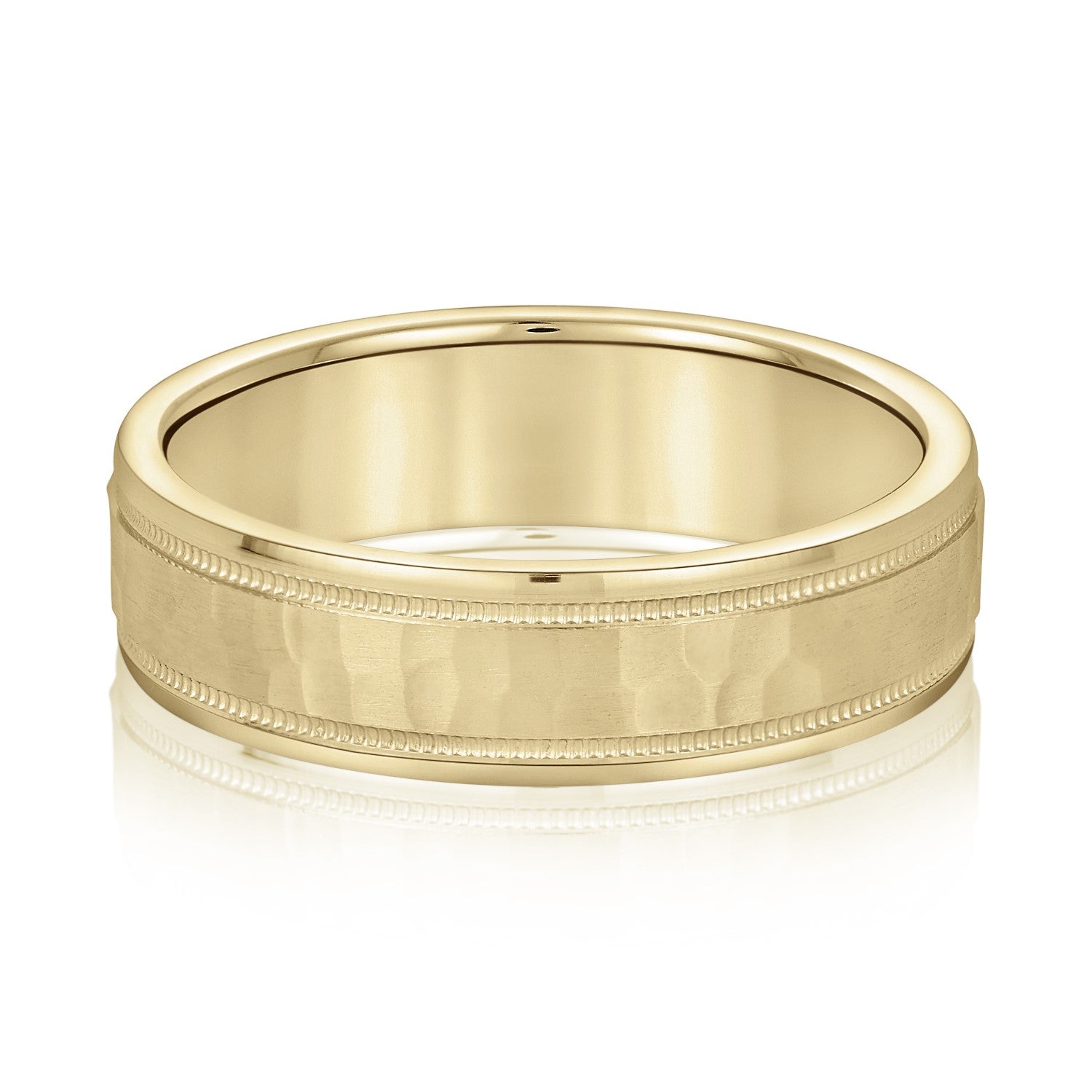 Men's Milgrain Hammered Finish Band-VIRABYANI